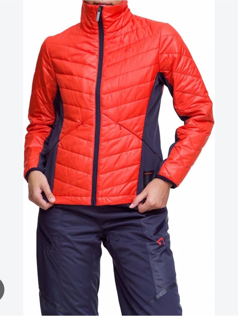 Kari Traa Orange  Quilted Puffer Jacket with Navy Panels